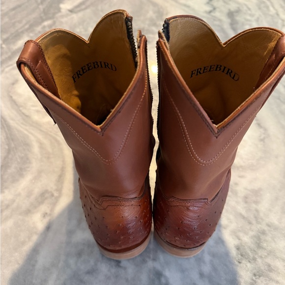 Freebird Men's Tan Ostrich Leather Western Boots-Size 13 - Picture 3 of 7